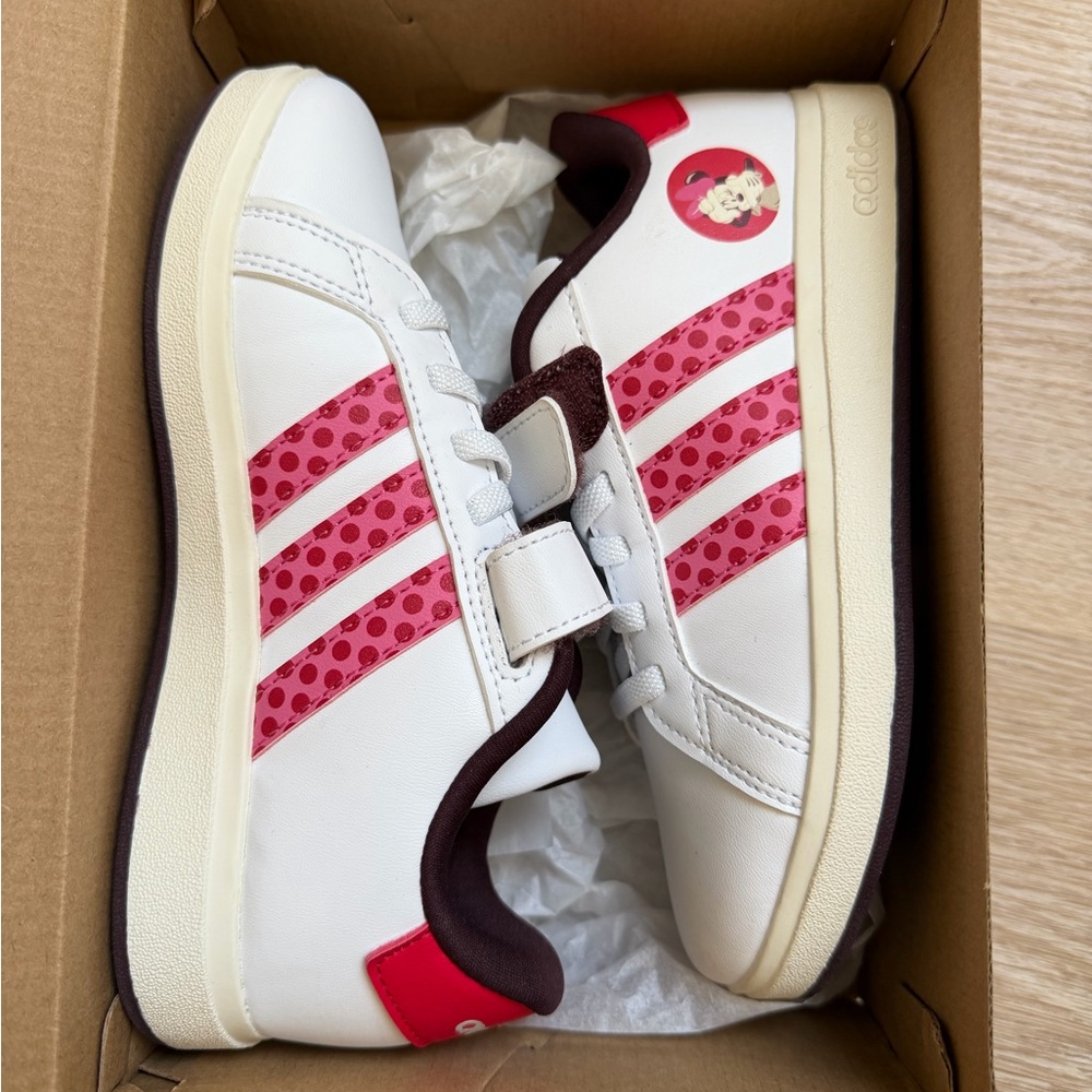 Adidas Kids White and Red Sneakers